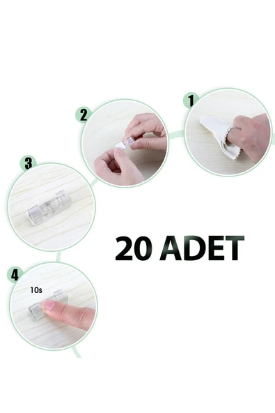 20'Li Yapışkanlı Kablo Sabitleyici Şeffaf Klips - Resim 4