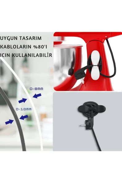 Yapışkanlı Airfryer Kablo Düzenleyici Elektrikli Ev Aleti Kablo Sarma Düzenleme Aparatı 4 Adet - 6