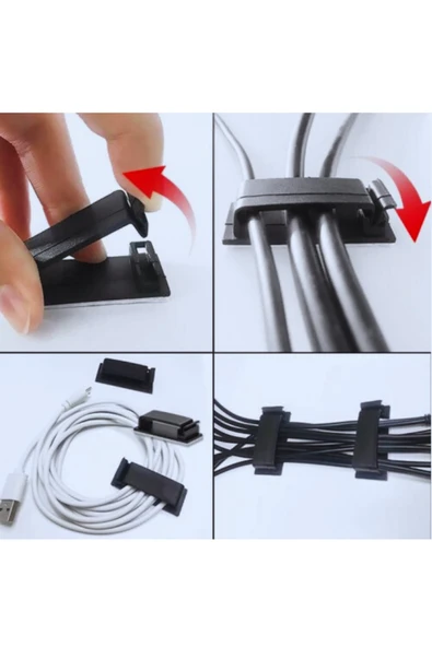 Yapışkanlı Kablo Düzenleyici Klips 2 Adet Klips - Resim 2