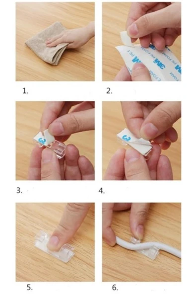 Byrxdn 20'li  Yapışkanlı Kablo Sabitleyici Şeffaf Klips Byrnew - Resim 4