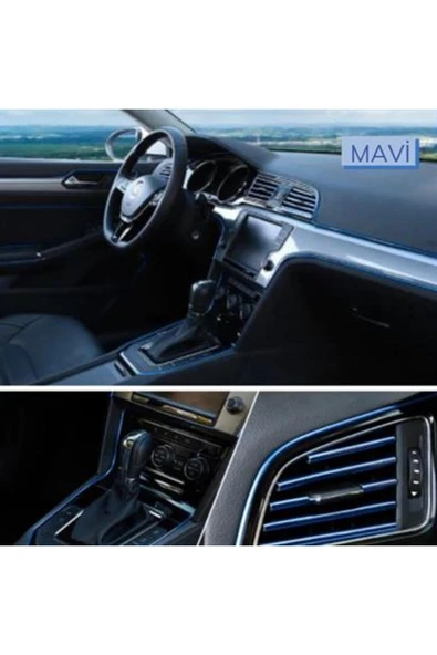 At35ın Shopzum Mavi Araba Oto trim Dekorasyon Şeridi Kauçuk Elastik Kolay Kurulum 5 Metre Şerit B - Resim 5