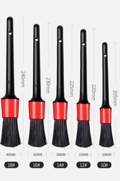 Detail Dash Brush Oto Detay Fırçası Seti 5 'li Kaliteli Detaylı Farklı Boyutlarda Fırça Seti - Resim 2
