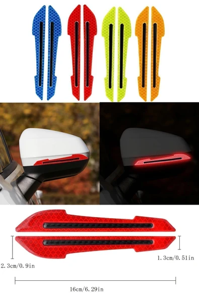 Araç Ayna Koruyucu Reflektör Araba Ayna Çarpma Koruyucu Renkli Reflektif Şerit - Resim 3