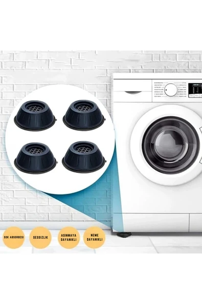 Gürültü Engelleyici Ve Kaymaz Titreşim Önleyici Kauçuk Ayak Pedleri Çamaşır Makinesi - Resim 4