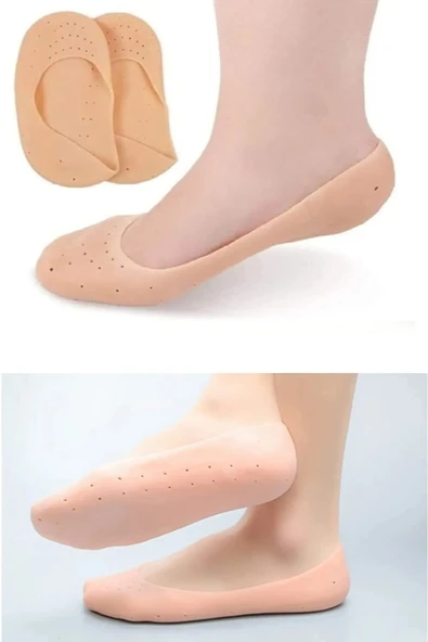 Patik Ayak Topuk Çatlak Çorabı Silikon Patik Ten Rengi Çorap Topuk Çatlak Giderici Ayak Bakım ürün görseli 1