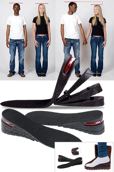 Unisex Beyaz Hava Yastıklı Boy Uzatıcı Tam Boy Tabanlık 7 Cm Boyunuz Uzun Olsun - 3