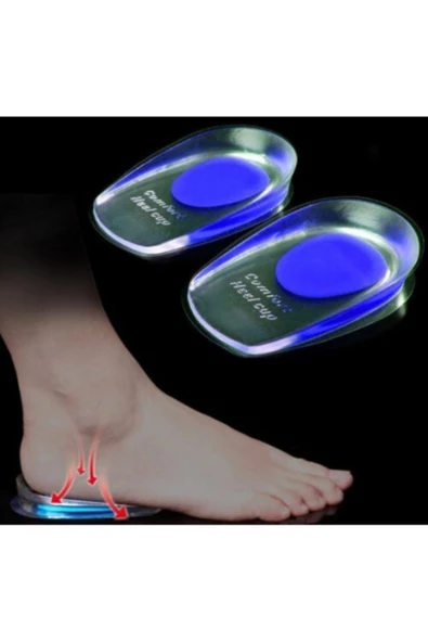 Topuk Dikeni Tabanlık Ortopedik Silikon Topuklu Gizli Jel Yastık Topuk Silikonu Şeffaf Mavi Erkek - 3