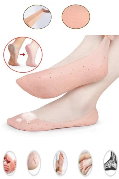 Yumuşak Silikon Rahatlatıcı Patik Çorap Patik (ÇİFT) Topuk Çatlak Giderici Ayak Bakım Aleti Ayak ürün görseli