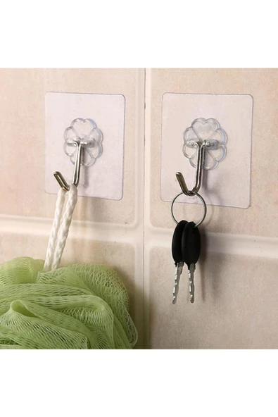 Mutfak Banyo Kendinden Yapışkanlı Şeffaf Askı 5 Li Set - 3