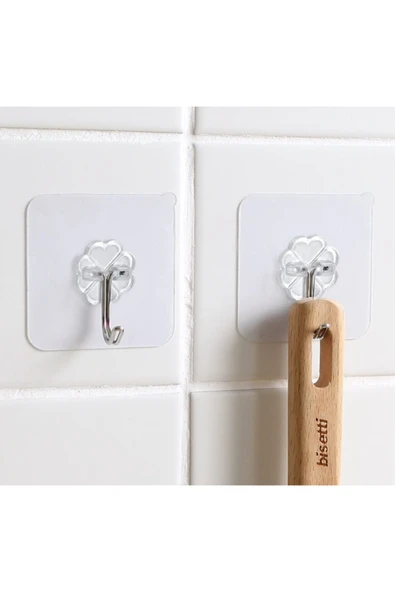 Mutfak Banyo Kendinden Yapışkanlı Şeffaf Askı 5 Li Set - Resim 2