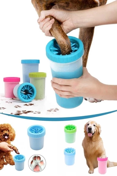 Köpek & Kedi Pati Ayak Yıkama Kovası Silikon Jel Fırçalı Pati Temizleme Bardak - 3