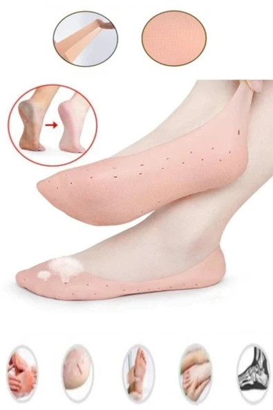 Silikon Patik Yumuşak Rahatlatıcı Çorap Patik (çift) Topuk Çatlak Giderici Ayak Bakım Çorapı 2 Adet - Resim 3