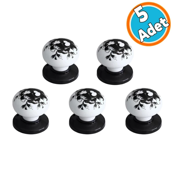 Düğme Kulp Desenli Beyaz Siyah Mobilya Mutfak Dolabı Çekmece Dolap Kulpu Kulbu 5 ADET ürün görseli