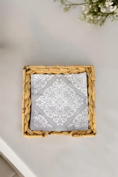 Digithome Hasır Masa Üstü Kare Yatay Peçetelik 19 Cm Kahverengi – I/2 C1-1-289