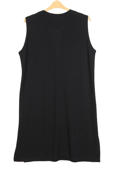 Hesna Kadın Buğra Büyük Beden Uzun Siyah Yelek - Resim 3