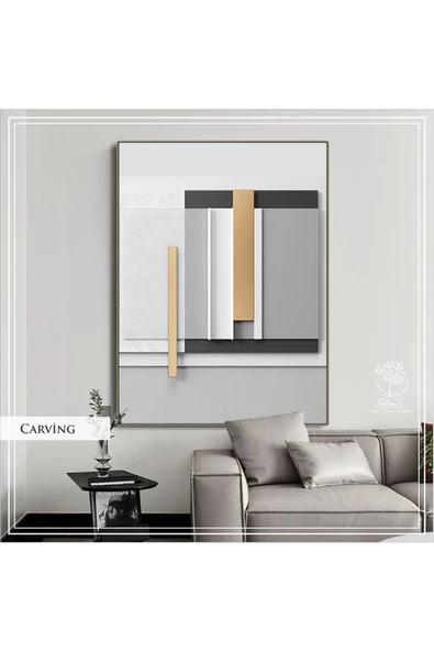 Tablomtr Metal Çerçeveli Gerçek Camlı Tablo CarvingB Tekli Set