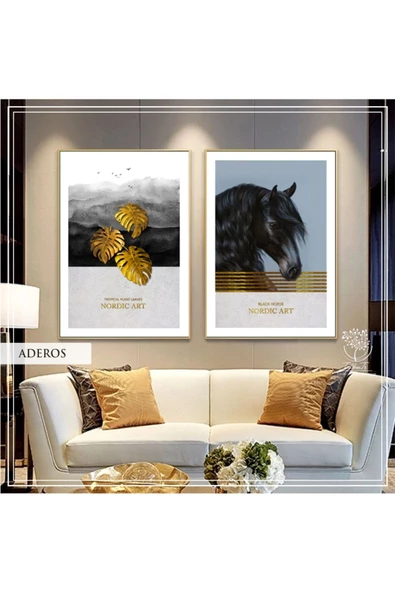 Tablomtr Metal Çerçeveli Gerçek Camlı Tablo AderosG 2 liSet