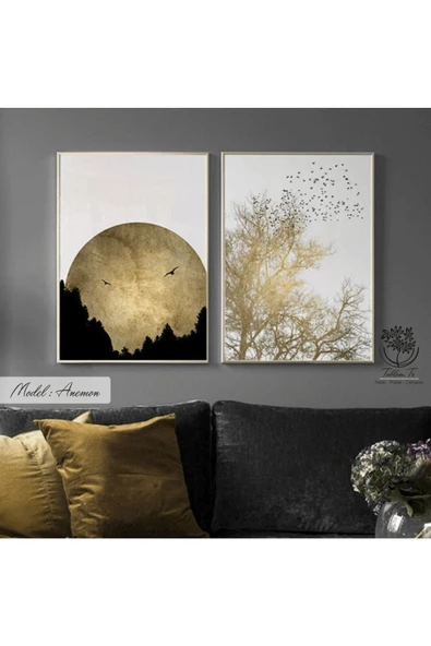 Tablomtr Metal Çerçeveli Gerçek Camlı Tablo Anemon 2 Li Set