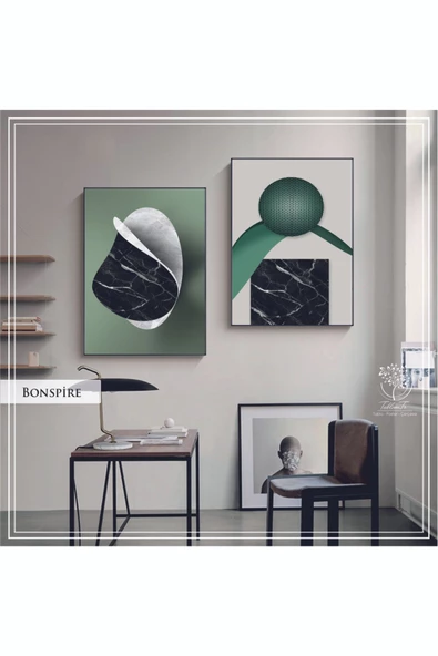 Tablomtr Metal Çerçeveli Gerçek Camlı Tablo Bonspire 2 liSet