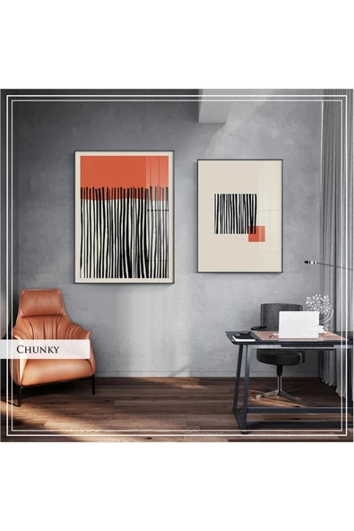 Tablomtr Metal Çerçeveli Gerçek Camlı Tablo Chunky 2 liSet