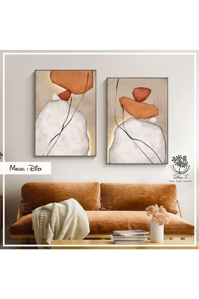 Tablomtr Metal Çerçeveli Gerçek Camlı Tablo Dita 2 Li Set
