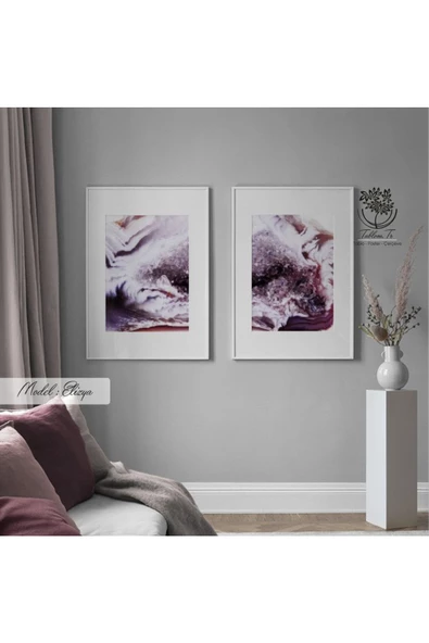 Tablomtr Metal Çerçeveli Gerçek Camlı Tablo Elizya 2 Li Set