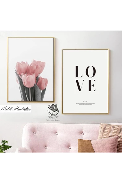 Tablomtr Metal Çerçeveli Gerçek Camlı Tablo Handvetica 2 Li Set