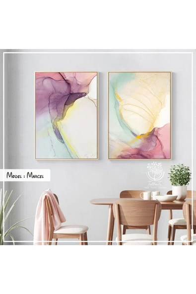 Tablomtr Metal Çerçeveli Gerçek Camlı Tablo Marcel 2 Li Set