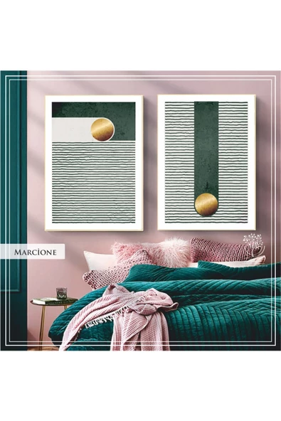 Tablomtr Metal Çerçeveli Gerçek Camlı Tablo Marcione 2 liSet