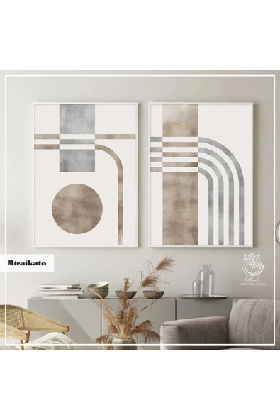 Tablomtr Metal Çerçeveli Gerçek Camlı Tablo Miraikato 2li Set