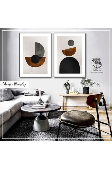 Tablomtr Metal Çerçeveli Gerçek Camlı Tablo Murality 2 Li Set