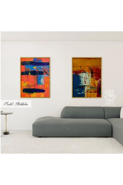 Tablomtr Metal Çerçeveli Gerçek Camlı Tablo Stockholm 2 Li Set