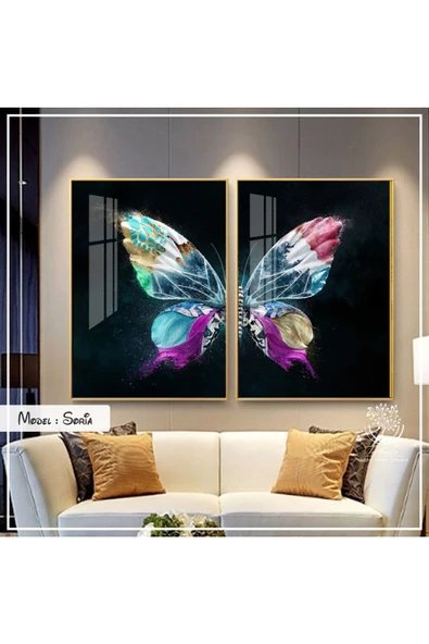 Tablomtr Metal Çerçeveli Gerçek Camlı Tablo Soria 2 Li Set