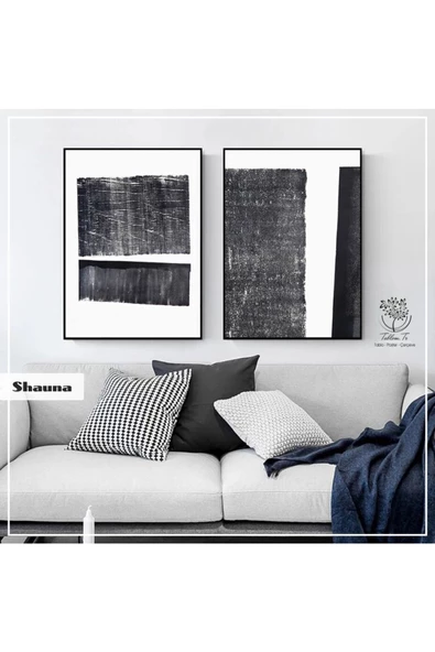 Tablomtr Metal Çerçeveli Gerçek Camlı Tablo Shauna 2li Set