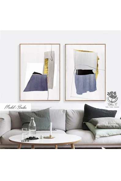 Tablomtr Metal Çerçeveli Gerçek Camlı Tablo Sonika 2 Li Set