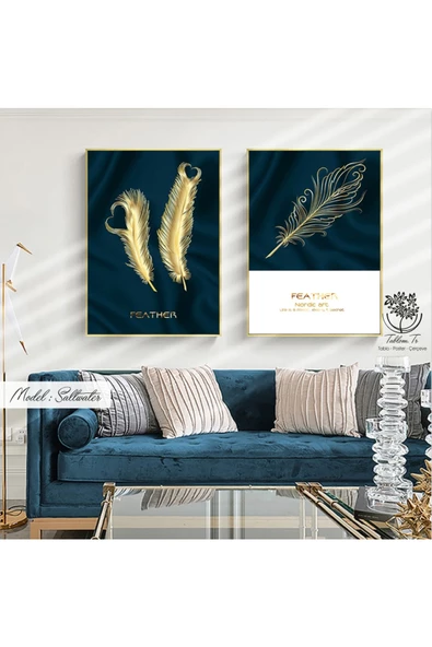 Tablomtr Metal Çerçeveli Gerçek Camlı Tablo Saltwater 2 Li Set
