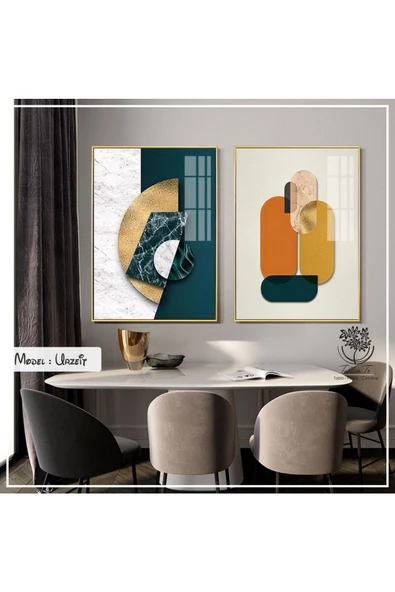Tablomtr Metal Çerçeveli Gerçek Camlı Tablo Urzeit 2 Li Set