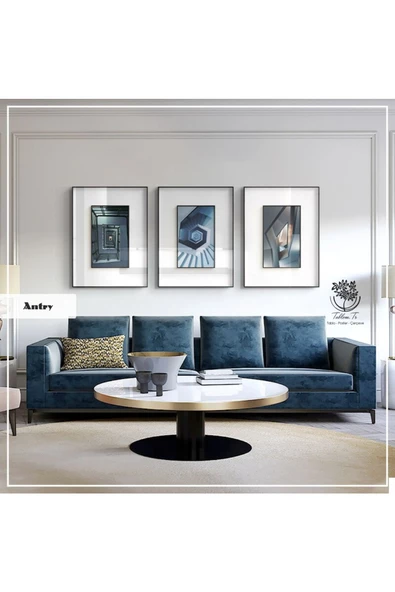 Tablomtr Metal Çerçeveli Gerçek Camlı Tablo Antry 3 Lü Set - Resim 2