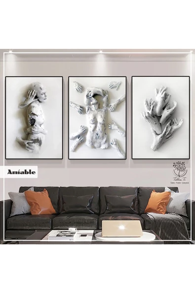Tablomtr Metal Çerçeveli Gerçek Camlı Tablo Amiable 3 Lü Set - 2