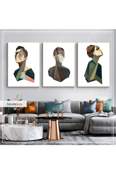 Tablomtr Metal Çerçeveli Gerçek Camlı Tablo ArabellaG 3 Lü Set