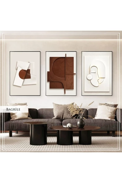 Tablomtr Metal Çerçeveli Gerçek Camlı Tablo BagrileC 3 Lü Set