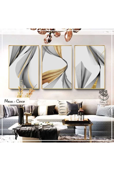 Tablomtr Metal Çerçeveli Gerçek Camlı Tablo Cerco 3 Lü Set