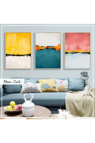 Tablomtr Metal Çerçeveli Gerçek Camlı Tablo Callig 3 Lü Set