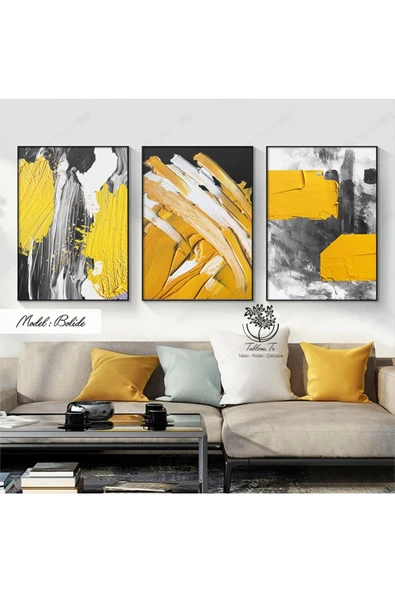 Tablomtr Metal Çerçeveli Gerçek Camlı Tablo Bolide 3 Lü Set