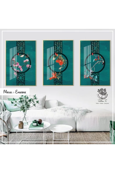 Tablomtr Metal Çerçeveli Gerçek Camlı Tablo Designo 3 Lü Set