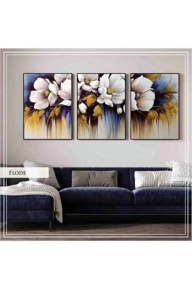 Tablomtr Metal Çerçeveli Gerçek Camlı Tablo Flode 3 Lü Set