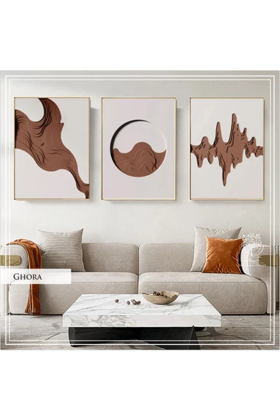 Tablomtr Metal Çerçeveli Gerçek Camlı Tablo Ghora 3 Lü Set