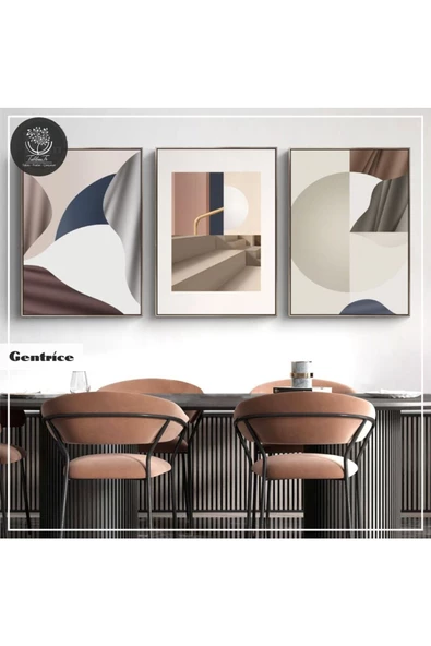 Tablomtr Metal Çerçeveli Gerçek Camlı Tablo Gentrice 3 Lü Set