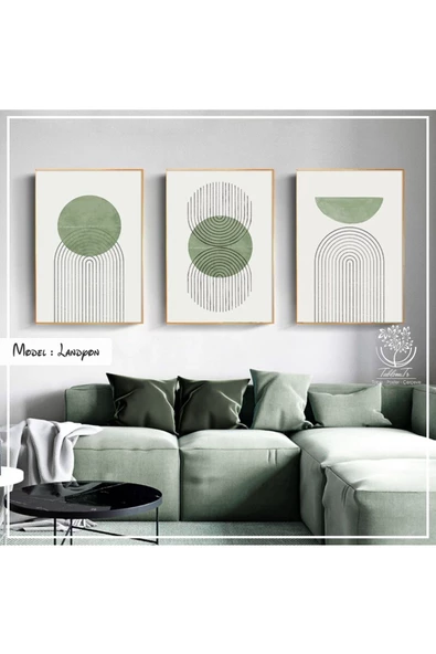 Tablomtr Metal Çerçeveli Gerçek Camlı Tablo Landyon 3 Lü Set