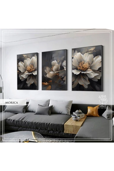 Tablomtr Metal Çerçeveli Gerçek Camlı Tablo Morica 3 Lü Set